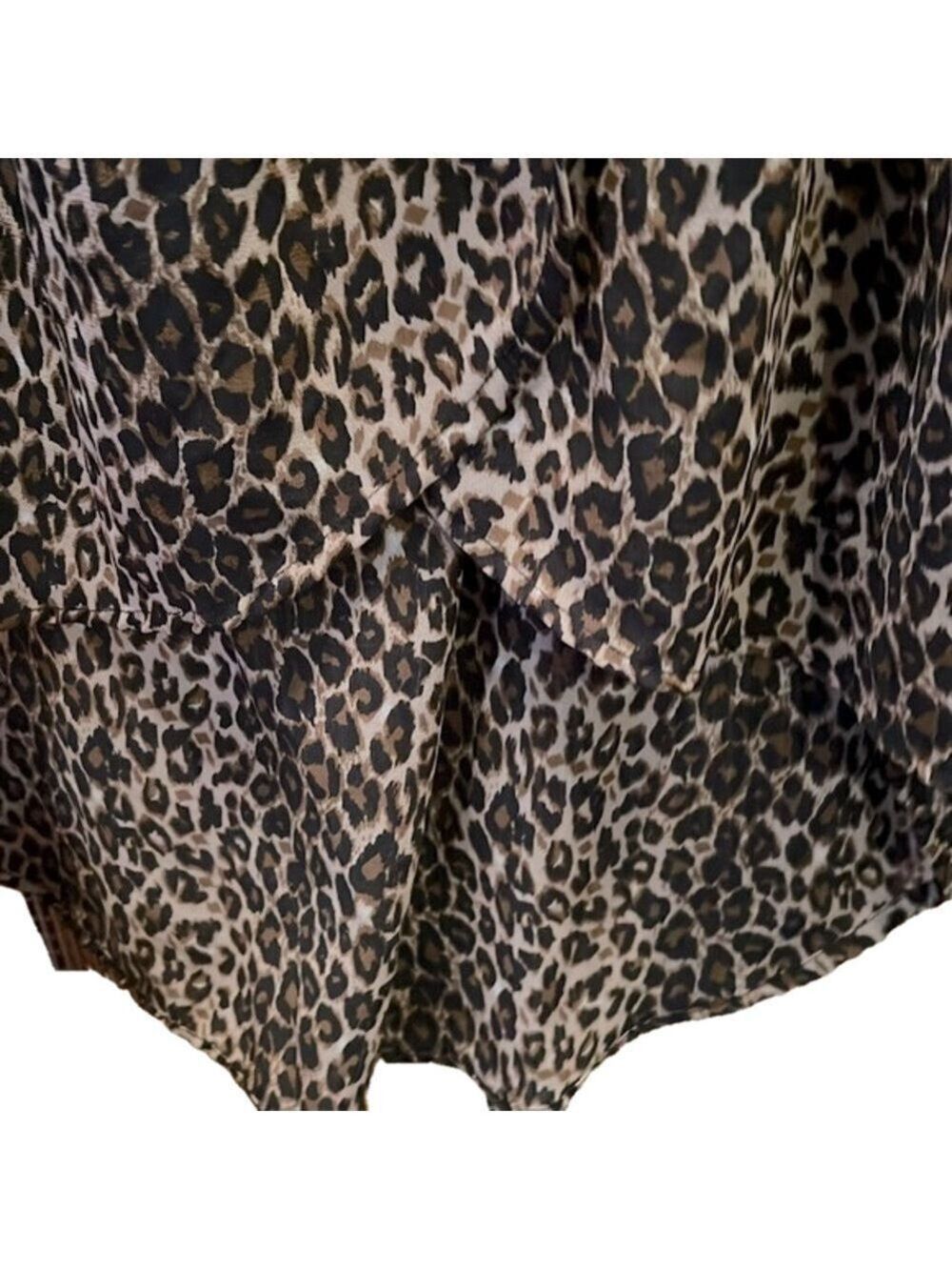 Blush Leopard Print Dress, SZ 3X, PTP 25”, F. length 47”, B 55”, black lined - Picture 7 of 9
